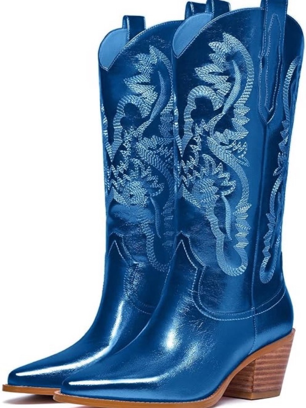 Metallic Blue Women's Western Cowboy Boots
